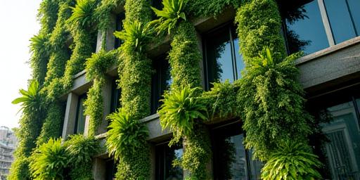 A vibrant vertical garden on an urban building.